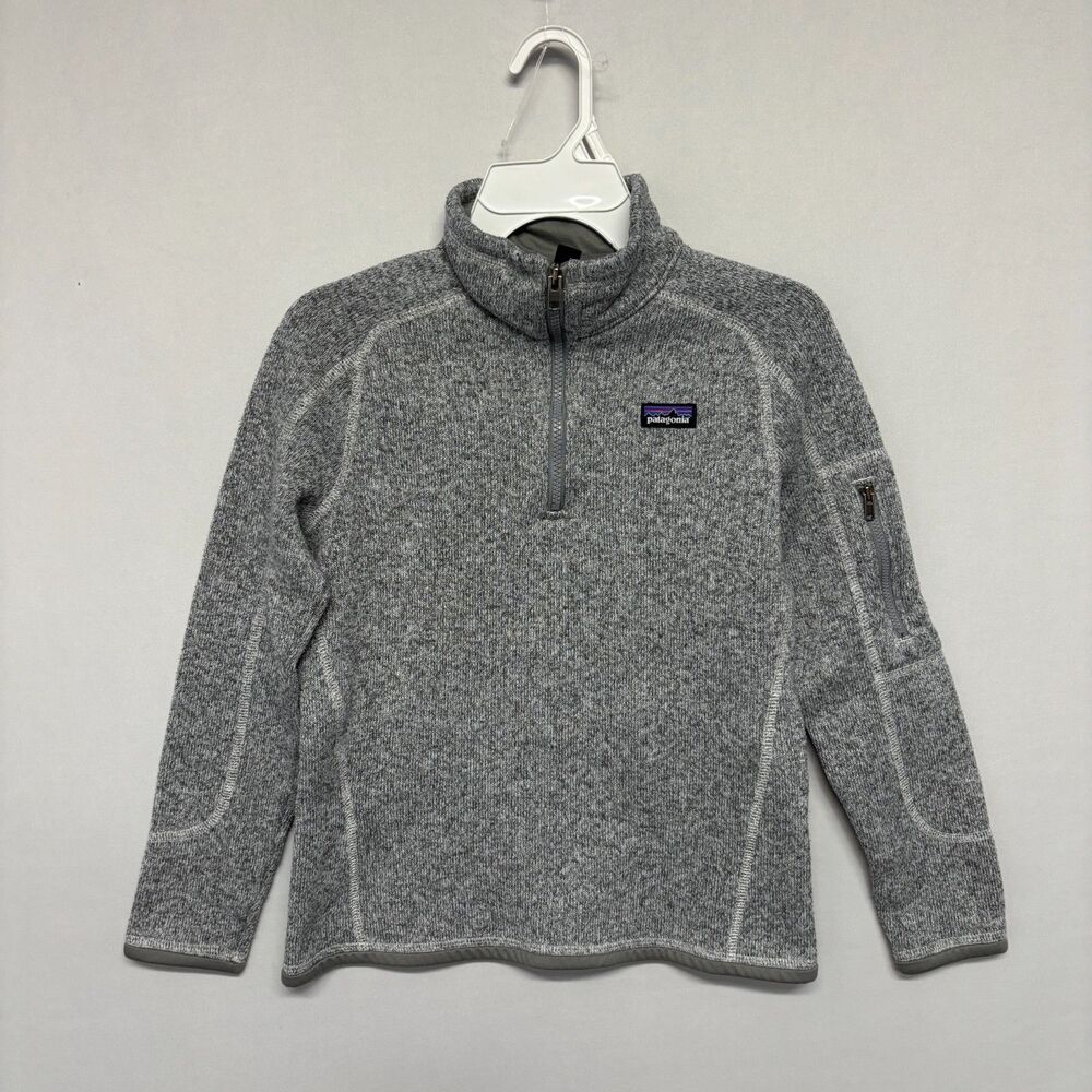 Patagonia Kids Girls Better Sweater 1/4 Zip Fleece Size Medium 10 Gray D130 -30